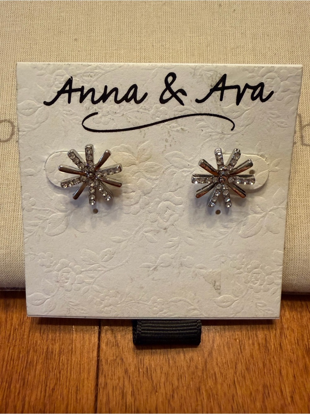 Anna & Ava Silvertone and Faux Diamonds Pierced Earrings